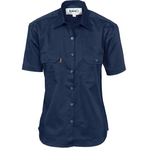 WORKWEAR, SAFETY & CORPORATE CLOTHING SPECIALISTS Ladies Cotton Drill Work Shirt - Short Sleeve