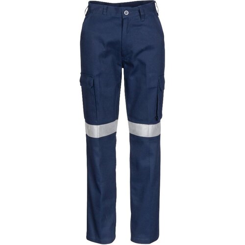 WORKWEAR, SAFETY & CORPORATE CLOTHING SPECIALISTS - Ladies Cotton Drill Cargo Pants with 3M Reflective Tape