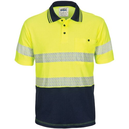 WORKWEAR, SAFETY & CORPORATE CLOTHING SPECIALISTS HiVis Segment Taped Cotton Backed Polo- Short Sleeve