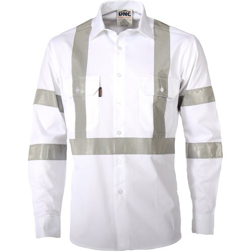 WORKWEAR, SAFETY & CORPORATE CLOTHING SPECIALISTS - RTA NIGHT WORKER WHITE SHIRT WITH CSR R/TAPE.