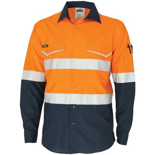 WORKWEAR, SAFETY & CORPORATE CLOTHING SPECIALISTS - Two-Tone RipStop Cotton Shirt with Reflective CSR Tape. L/S