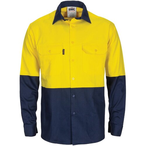 WORKWEAR, SAFETY & CORPORATE CLOTHING SPECIALISTS - HiVis L/W Cool-Breeze T2 Vertical Vented Cotton Shirt with Gusset Sleeves - Long Sleeve