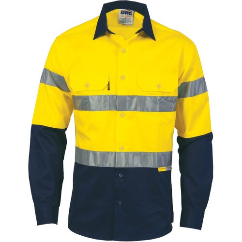 WORKWEAR, SAFETY & CORPORATE CLOTHING SPECIALISTS - HiVis two tone drill shirts with 3M8906 R/Tape - long sleeve