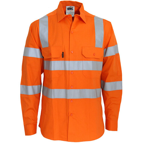 WORKWEAR, SAFETY & CORPORATE CLOTHING SPECIALISTS HIVIS R/W CSR R/TAPE VIC RAIL SHIRT - LS