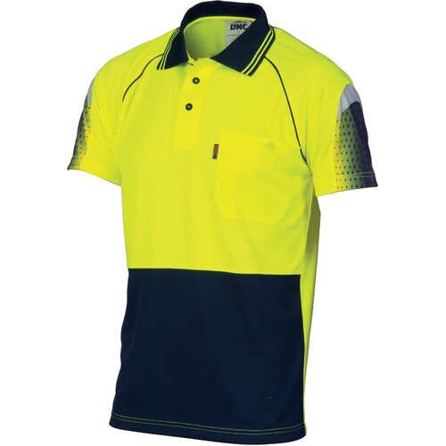 WORKWEAR, SAFETY & CORPORATE CLOTHING SPECIALISTS - HiVis Cool-Breathe Sublimated Piping Polo - Short Sleeve