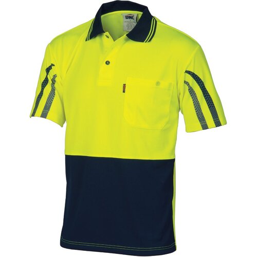 WORKWEAR, SAFETY & CORPORATE CLOTHING SPECIALISTS - HiVis Cool-Breathe Printed Stripe Polo - Short Sleeve