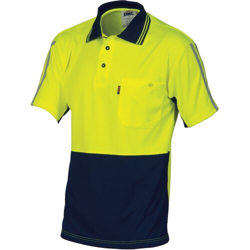 WORKWEAR, SAFETY & CORPORATE CLOTHING SPECIALISTS - HiVis Cool-Breathe Stripe Polo - Short Sleeve