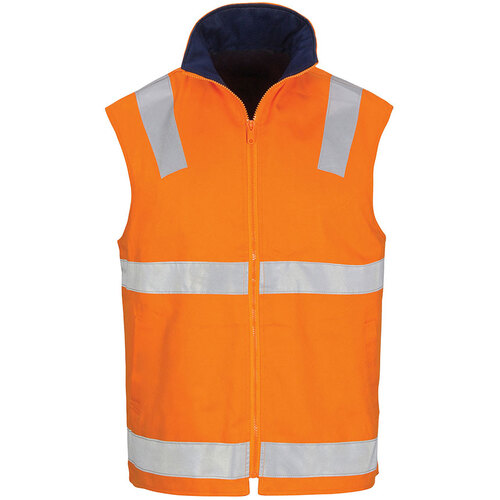 WORKWEAR, SAFETY & CORPORATE CLOTHING SPECIALISTS - HiVis Cotton Drill Reversible Vest with Generic R/Tape