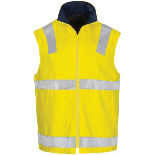 WORKWEAR, SAFETY & CORPORATE CLOTHING SPECIALISTS HiVis Cotton Drill Reversible Vest with Generic R/Tape