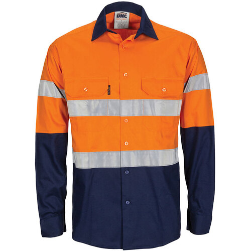 WORKWEAR, SAFETY & CORPORATE CLOTHING SPECIALISTS - HiVis L/W Cool-Breeze T2 Vertical Vented Cotton Shirt with Gusset Sleeves. Generic Tape - Long sleev