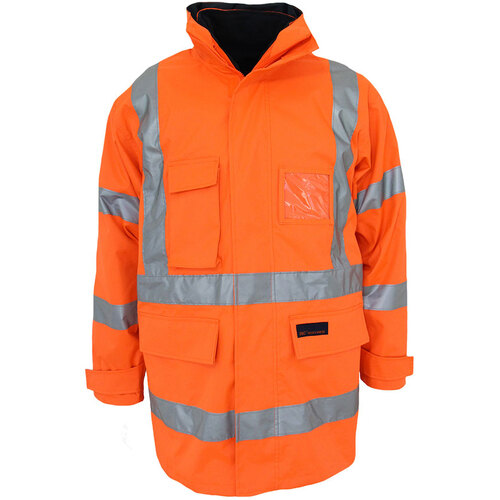 WORKWEAR, SAFETY & CORPORATE CLOTHING SPECIALISTS - HiVis "X" back "6 in 1" Rain jacket Biomotion tape