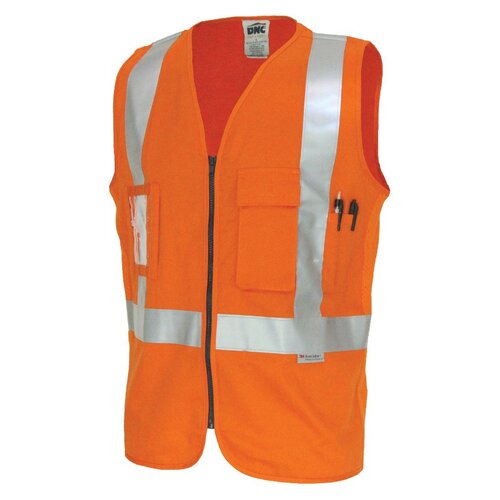 WORKWEAR, SAFETY & CORPORATE CLOTHING SPECIALISTS - Day/Night Cross Back Cotton Safety Vests with CSR R/Tape