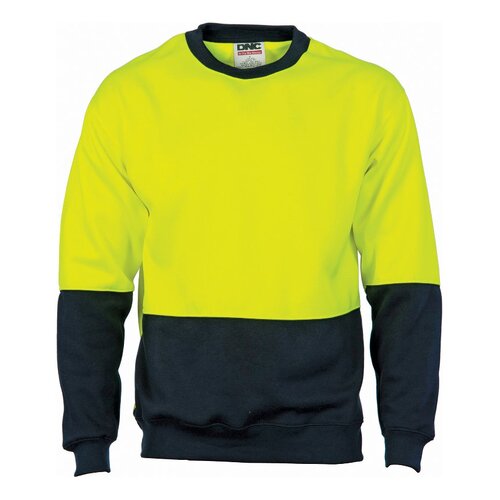 WORKWEAR, SAFETY & CORPORATE CLOTHING SPECIALISTS HiVis Two Tone Fleecy Sweat Shirt (Sloppy Joe) Crew-Neck