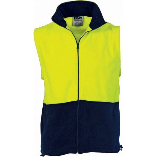 WORKWEAR, SAFETY & CORPORATE CLOTHING SPECIALISTS - HiVis Two Tone Full Zip Polar Fleece Vest