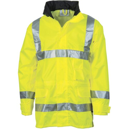 WORKWEAR, SAFETY & CORPORATE CLOTHING SPECIALISTS - HiVis D/N Breath abl e Rain Jacket with 3M R/Tape