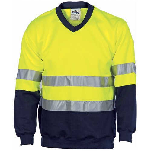 WORKWEAR, SAFETY & CORPORATE CLOTHING SPECIALISTS - Hivis Two Tone Sweatshirt (Sloppy Joe) With Generic R/Tape V-Neck