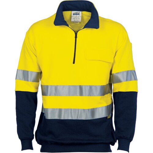 WORKWEAR, SAFETY & CORPORATE CLOTHING SPECIALISTS HiVis Two Tone 1/2 Zip Cotton Fleecy Windcheater with 3M R/Tape