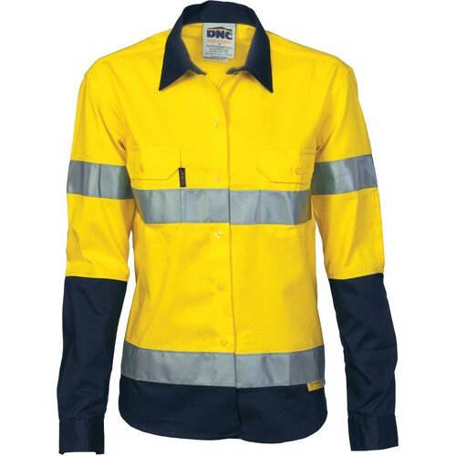 WORKWEAR, SAFETY & CORPORATE CLOTHING SPECIALISTS Ladies HiVis Two Tone Drill Sh irt with 3M R/Tape - Long sleeve