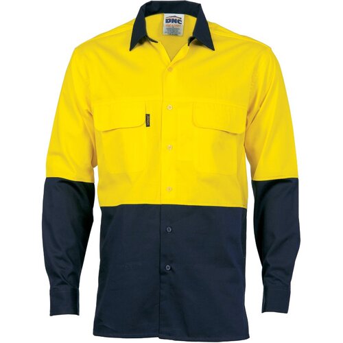 WORKWEAR, SAFETY & CORPORATE CLOTHING SPECIALISTS - HiVis 3 Way Cool-Breeze Cotton Shirt - Long sleeve