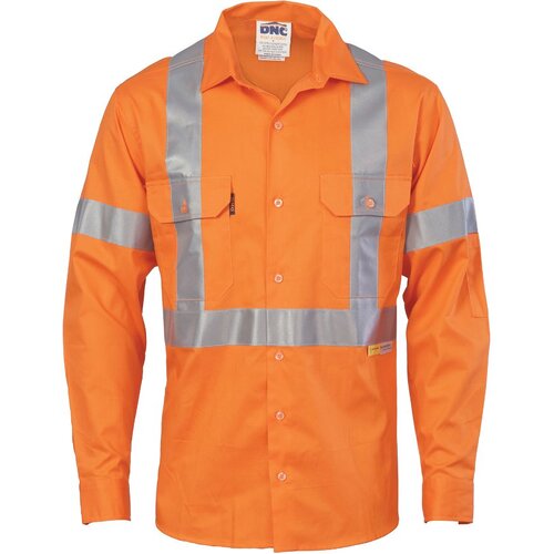 WORKWEAR, SAFETY & CORPORATE CLOTHING SPECIALISTS - HiVis Cool-Breeze Cross Back Cotton Shirt with 3M R/Tape - long sleeve