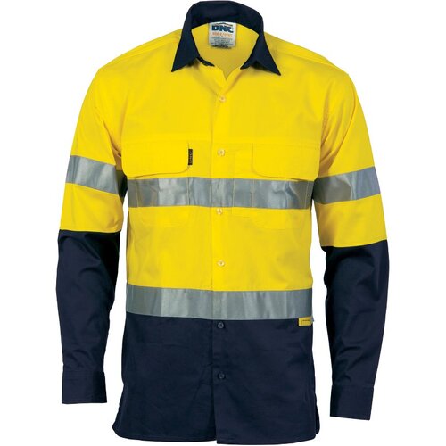 WORKWEAR, SAFETY & CORPORATE CLOTHING SPECIALISTS - HiVis 3 Way Cool-Breeze Cotton Shirt with CSR/Tape - Long sleeve