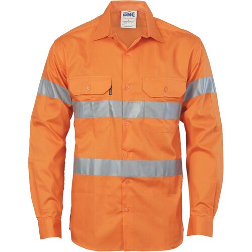 WORKWEAR, SAFETY & CORPORATE CLOTHING SPECIALISTS HiVis Cool-Breeze Cotton Shirt with Generic R/Tape - Long sleeve