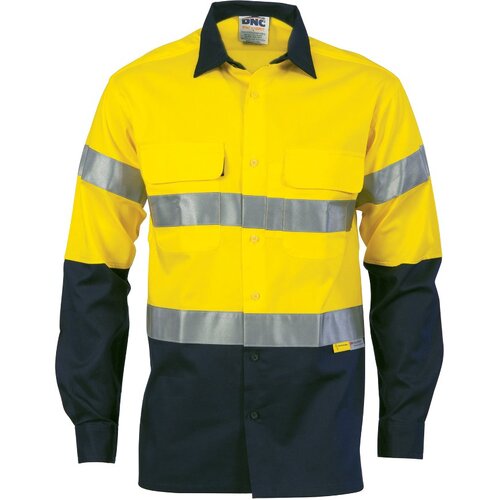 WORKWEAR, SAFETY & CORPORATE CLOTHING SPECIALISTS HiVis Cool-Breeze Cotton Shirt with 3M 8906 R/Tape - Long sleeve