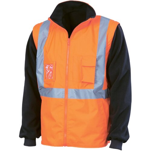 WORKWEAR, SAFETY & CORPORATE CLOTHING SPECIALISTS - HiVis  4 in 1  Zip off Sleeve Reversible Vest,  X  Back with additional tape on Tail