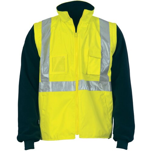 WORKWEAR, SAFETY & CORPORATE CLOTHING SPECIALISTS - HiVis Cross Back D/N  4 in 1  Zip Off Sleeve Reversible Vest