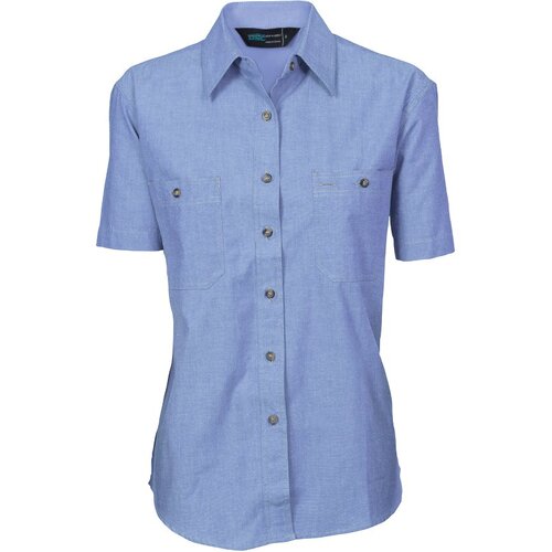 WORKWEAR, SAFETY & CORPORATE CLOTHING SPECIALISTS Ladies Cotton Chambray Shirt - Short Sleeve