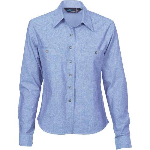 WORKWEAR, SAFETY & CORPORATE CLOTHING SPECIALISTS - Ladies Cotton Chambray Shirt - Long Sleeve