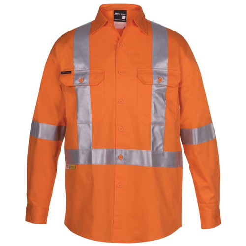 WORKWEAR, SAFETY & CORPORATE CLOTHING SPECIALISTS - JB's HI VIS (D+N) L/S 150G CROSS BACK TAPE SHIRT