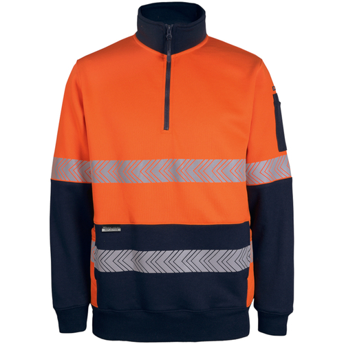 WORKWEAR, SAFETY & CORPORATE CLOTHING SPECIALISTS - JB's HV 330G 1/2 ZIP SEGMENTED TAPE FLEECE