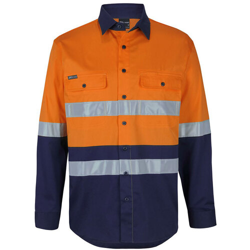 WORKWEAR, SAFETY & CORPORATE CLOTHING SPECIALISTS - JB's HV D+N L/S STRETCH W/SHIRT WITH TAPE