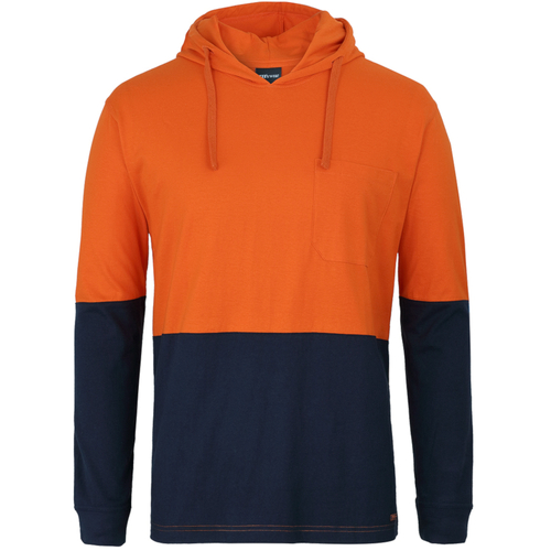 WORKWEAR, SAFETY & CORPORATE CLOTHING SPECIALISTS - JB's HV L/S COTTON TEE WITH HOOD