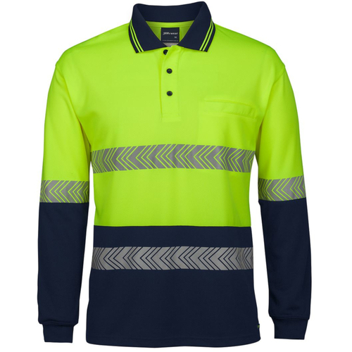 WORKWEAR, SAFETY & CORPORATE CLOTHING SPECIALISTS - JB's HV L/S SEGMENTED TAPE POLO