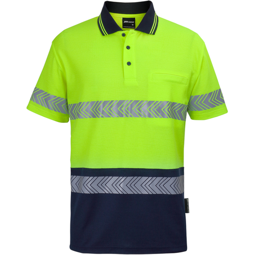 WORKWEAR, SAFETY & CORPORATE CLOTHING SPECIALISTS - JB's HV S/S D+N C/BACK SEGMENTED TAPE POLO