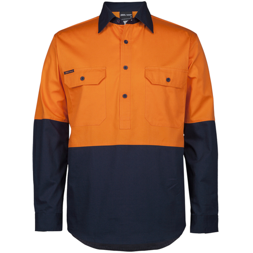 WORKWEAR, SAFETY & CORPORATE CLOTHING SPECIALISTS - JB's HV CLOSE FRONT L/S 150G WORK SHIRT