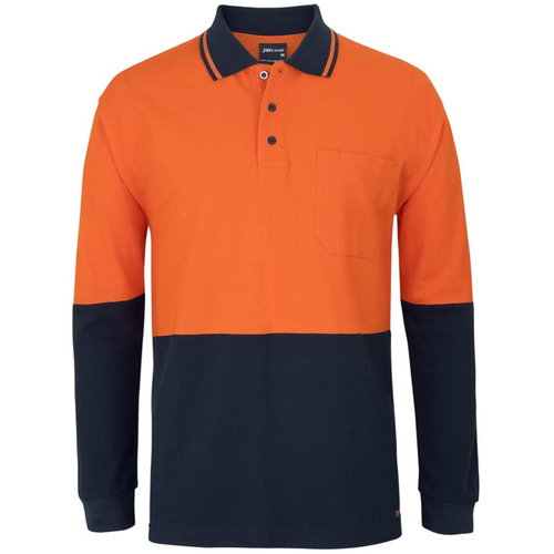 WORKWEAR, SAFETY & CORPORATE CLOTHING SPECIALISTS JB's HV L/S COTTON PIQUE TRAD POLO