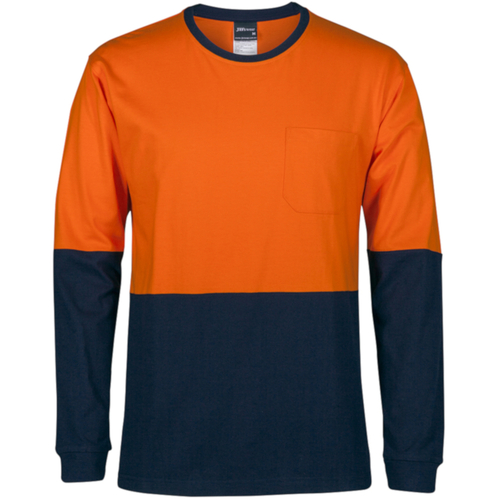 WORKWEAR, SAFETY & CORPORATE CLOTHING SPECIALISTS - JB's HV L/S CREW NECK COTTON T-SHIRT