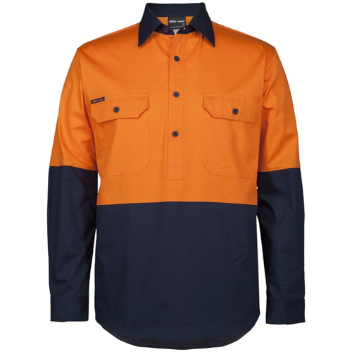 WORKWEAR, SAFETY & CORPORATE CLOTHING SPECIALISTS - JB's HV (D+N) CLOSE FRONT L/S 150G W/SHIRT