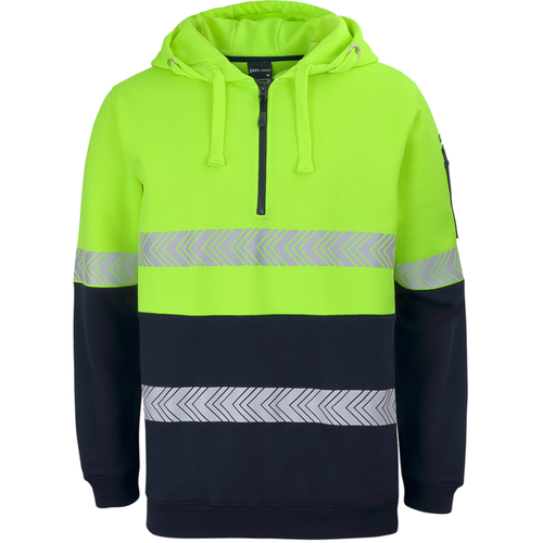 WORKWEAR, SAFETY & CORPORATE CLOTHING SPECIALISTS - JB's HV (D+N) 1/2 ZIP SEGMENTED TAPE HOODIE