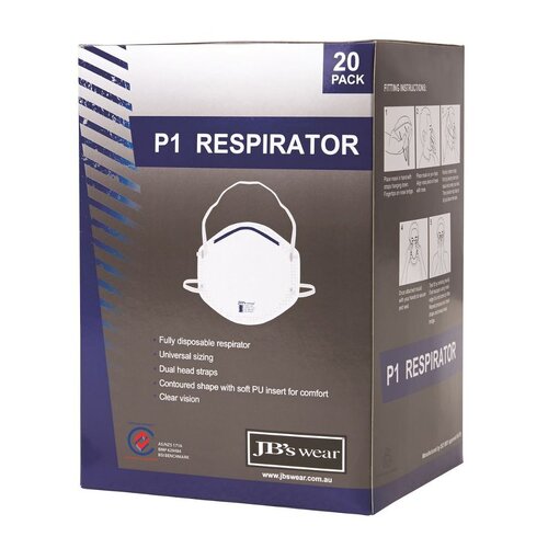 WORKWEAR, SAFETY & CORPORATE CLOTHING SPECIALISTS - JB's P1 RESPIRATOR (20PC)