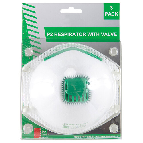 WORKWEAR, SAFETY & CORPORATE CLOTHING SPECIALISTS - JB's BLISTER (3PC) P2 RESPIRATOR WITH VALVE