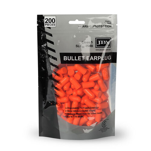 WORKWEAR, SAFETY & CORPORATE CLOTHING SPECIALISTS - JB'sBULLET SHAPED EARPLUG (200 PIECES)