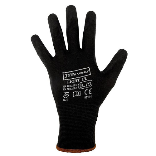 WORKWEAR, SAFETY & CORPORATE CLOTHING SPECIALISTS - JB's Black Light PU Glove (Single)