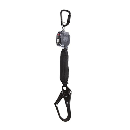 WORKWEAR, SAFETY & CORPORATE CLOTHING SPECIALISTS - TETHA BLOQ 2M SELF RETRACTING LIFELINE C/W 1 X TRIPLE ACTION KARABINER AND 1 X DOUBLE ACTION SCAFF HOOK