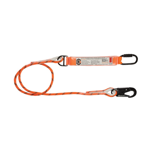 WORKWEAR, SAFETY & CORPORATE CLOTHING SPECIALISTS Single Leg Kernmantle 2M Shock Absorb Rope Lanyard with Hardware KD & SN