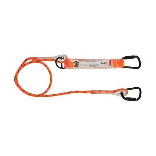 WORKWEAR, SAFETY & CORPORATE CLOTHING SPECIALISTS Single Leg Kernmantle 2M Shock Absorb Rope Lanyard with Hardware KT X2