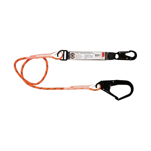 WORKWEAR, SAFETY & CORPORATE CLOTHING SPECIALISTS Single Leg Kernmantle 2M Shock Absorb Rope Lanyard with Hardware SN & SD